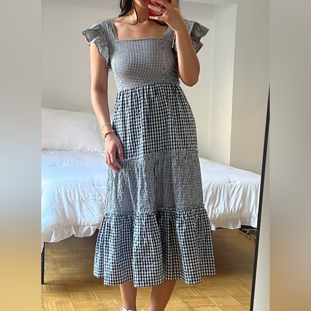 Gingham Ruffle Sleeve Dress